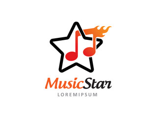 Music and Star logo symbol or icon template