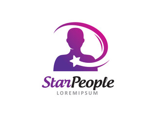 People and star logo symbol or icon template