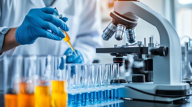 Scientist conducting experiments in laboratory.