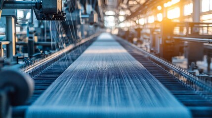 Fototapeta premium Industrial Textile Weaving Machine Closeup