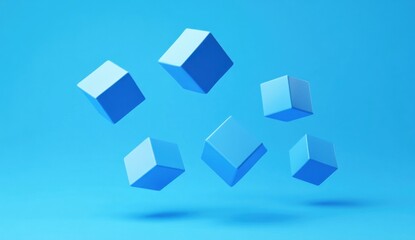 Obraz premium Floating Blue Cubes on a Blue Background