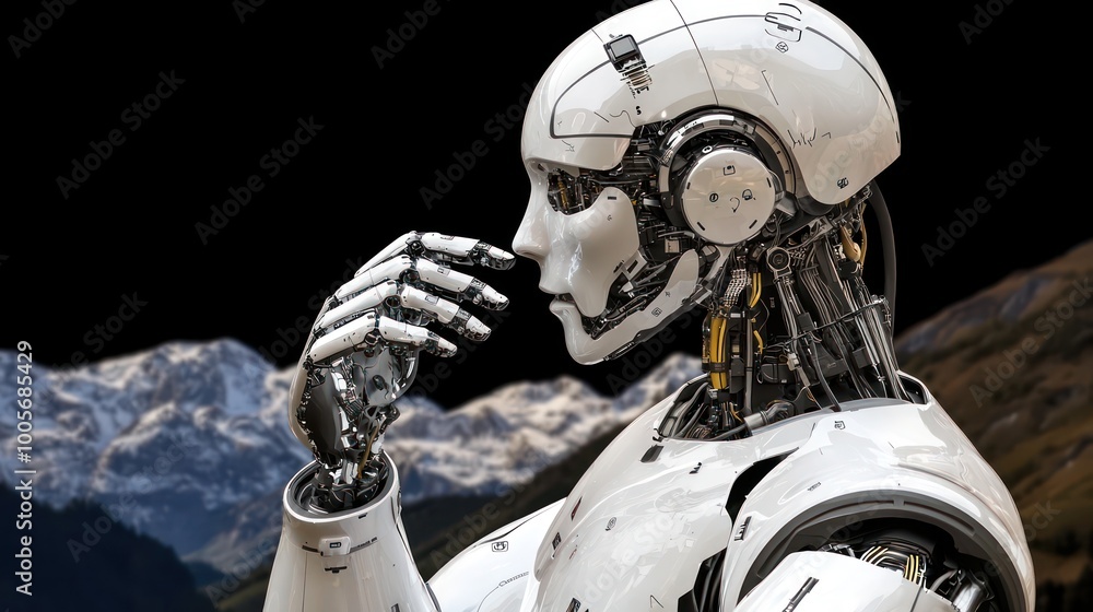 Poster futuristic customer service operations managed by ai chatbots in modern office environment