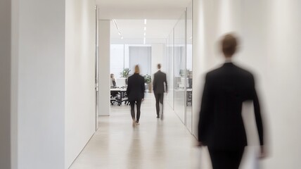 Group of Business people walking in the office corridor,People in business center walking at hall,motion go around at coworking space,Wide image,Concept of office life,co working space.