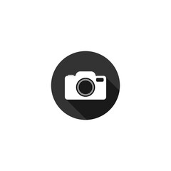 Photo camera with long shadow icon isolated on transparent background