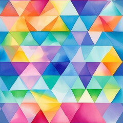 Obraz premium A vibrant and colorful geometric seamless pattern composed of various triangles artistically arranged against a soothing blue background