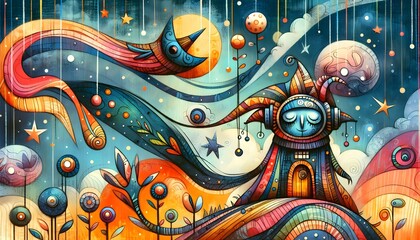 Obraz premium Cometas Surrealistas en Vuelos Oníricos