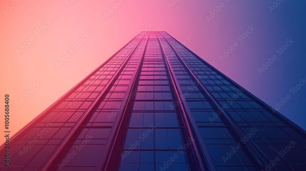 Poster isolated synthwave skyscraper set against a clean backdrop, creating a sense of space.