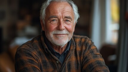 A man with a beard and gray hair is smiling