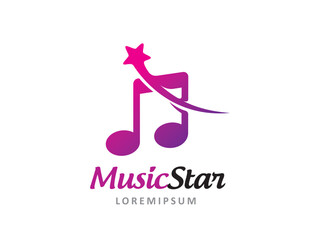 Music and Star logo symbol or icon template
