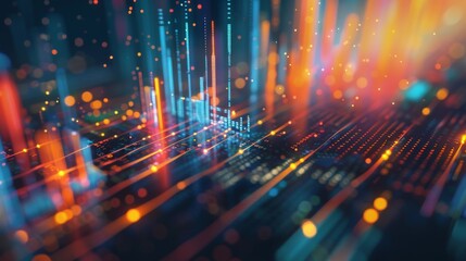 Marketing data visualized with abstract conceptual elements.