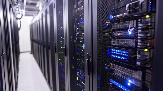 Secure Server Room with Powerful Data Processing Technology