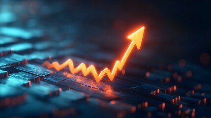 Glowing Upward Arrow Symbolizing Financial Growth and Business Success