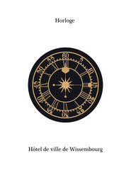 Horloge de l'Hôtel de ville de Wissembourg, France