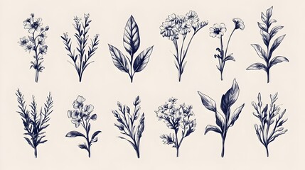 Elegant Botanical Silhouettes Floral Nature