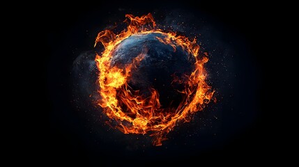 Glowing Fiery Planet Engulfed in Cosmic Flames of Energy and Destruction