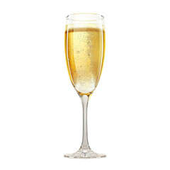 Elegant Sparkling Champagne Glass with Bubbles Isolate on a White Background Transparent Background