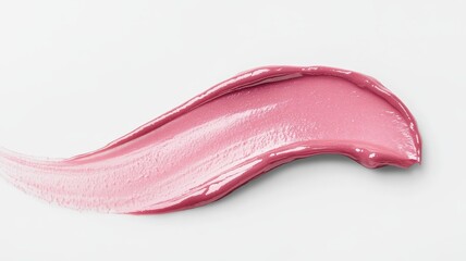 Fototapeta premium Pink lip gloss texture isolated on white background,Makup swatch product sample,pink brush strokes oil paint isolated on white background,Smudged cosmetic product smear,space for text.