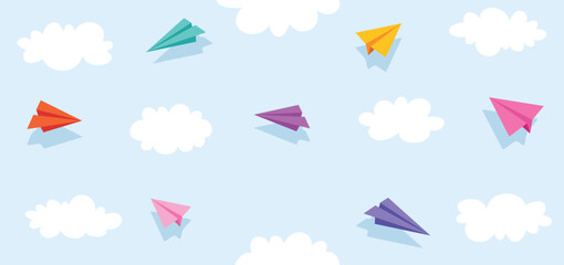 Background With Flying Paper Planes