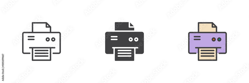 Aufkleber printing document different style icon set