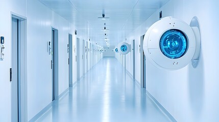 Futuristic High Tech Sensor and Alarm Systems Covering Modern Prison Walls