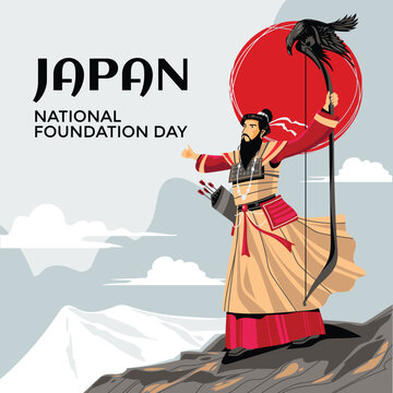 Japan national Foundation Day with Emperor Jimmu Illustration