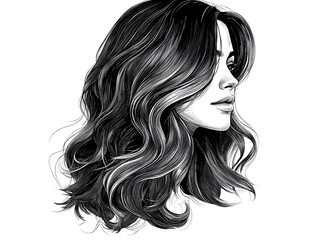 Sophisticated and Captivating Female Portrait with Dramatic Wavy Hair and Moody Expressions