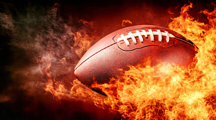 Flames dance around an American football, illuminating its textured surface while creating a thrilling atmosphere that invites creative expression