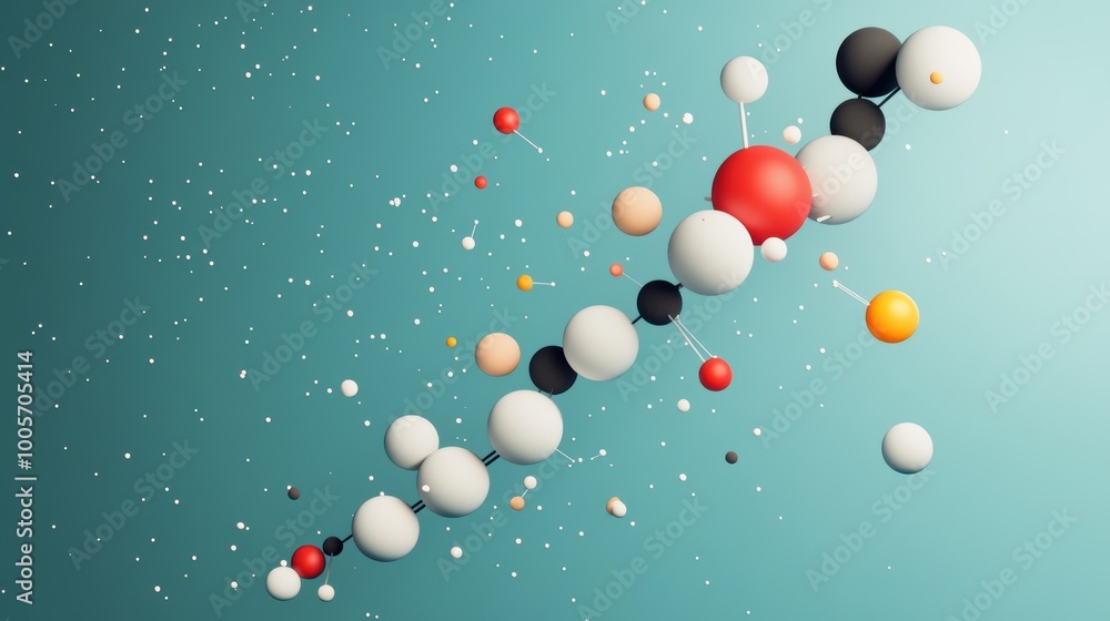 Wall mural A stylized illustration of a compound chemical formula, highlighting the proportions of elements in its structure, with a focus on its composition.