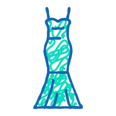 mermaid wedding dress doodle icon sketch vector. mermaid wedding dress sign. isolated symbol illustration