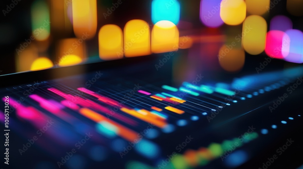 Poster colorful data visualization with blurred background