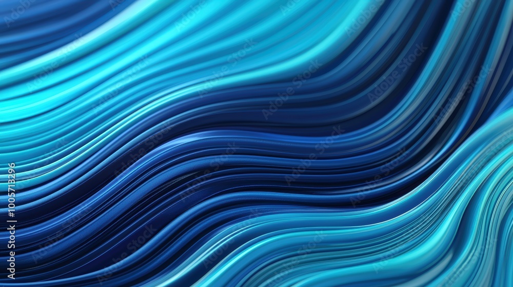 Poster abstract blue wave patterns on a smooth surface background