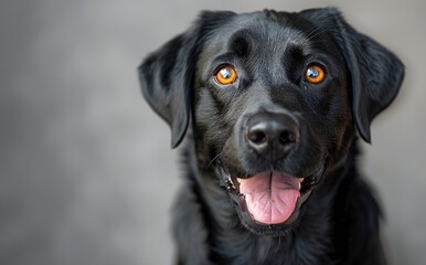 Happy Black Labrador Dog Close-Up