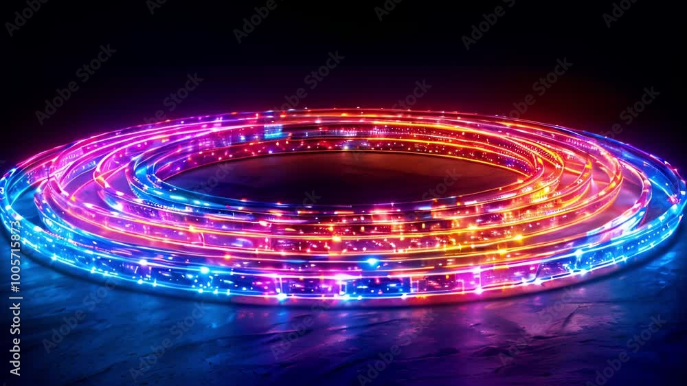 Poster Array of vibrant multicolored lights displayed on a dark background.