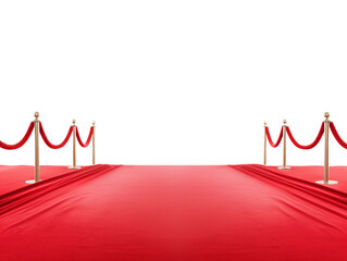 a red carpet with roped up