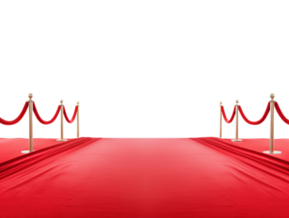 a red carpet with roped up