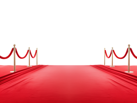 a red carpet with roped up