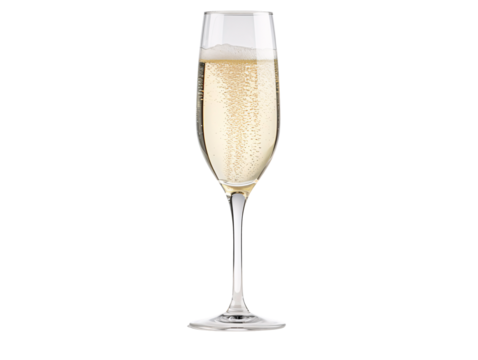a glass of champagne with bubbles