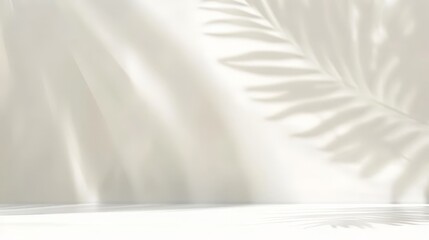 Minimalist White Background with Palm Leaf Shadows