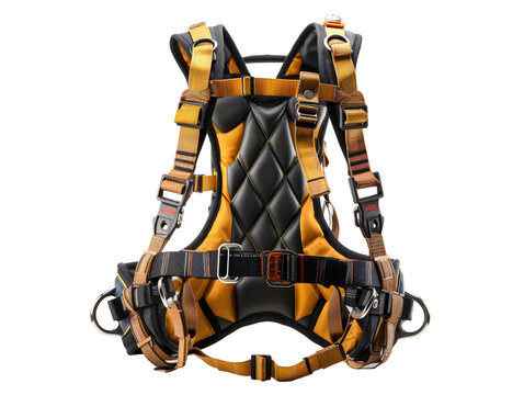 a black and yellow harness