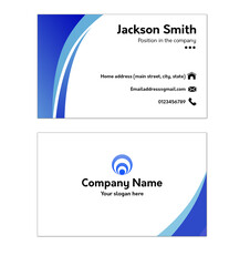 Business card with blue wave background