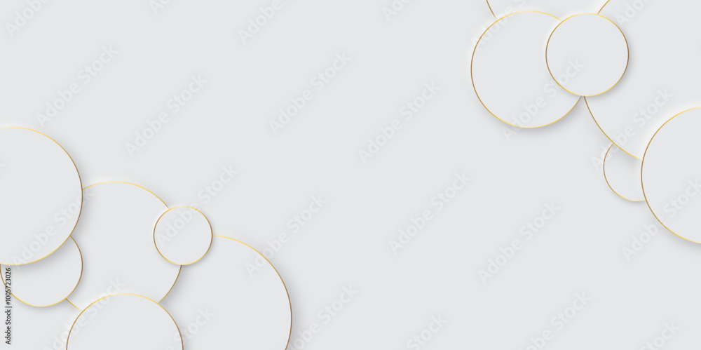 Poster abstract grey geometric modern circle background design. golden stoke with decorative elements in ne