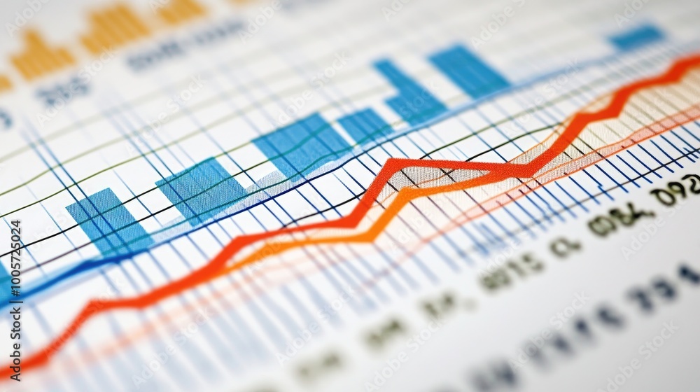Poster business growth chart with data visualization elements