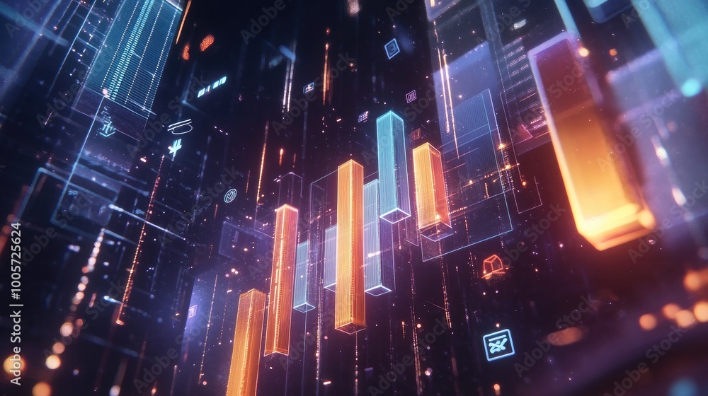 Poster abstract data visualization with colorful bars