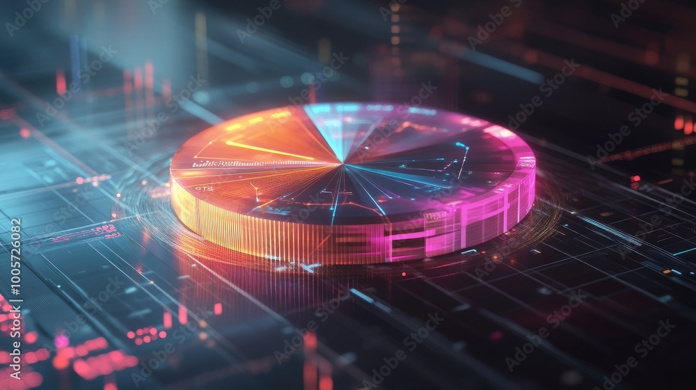 Poster abstract data visualization with bright colors and shapes