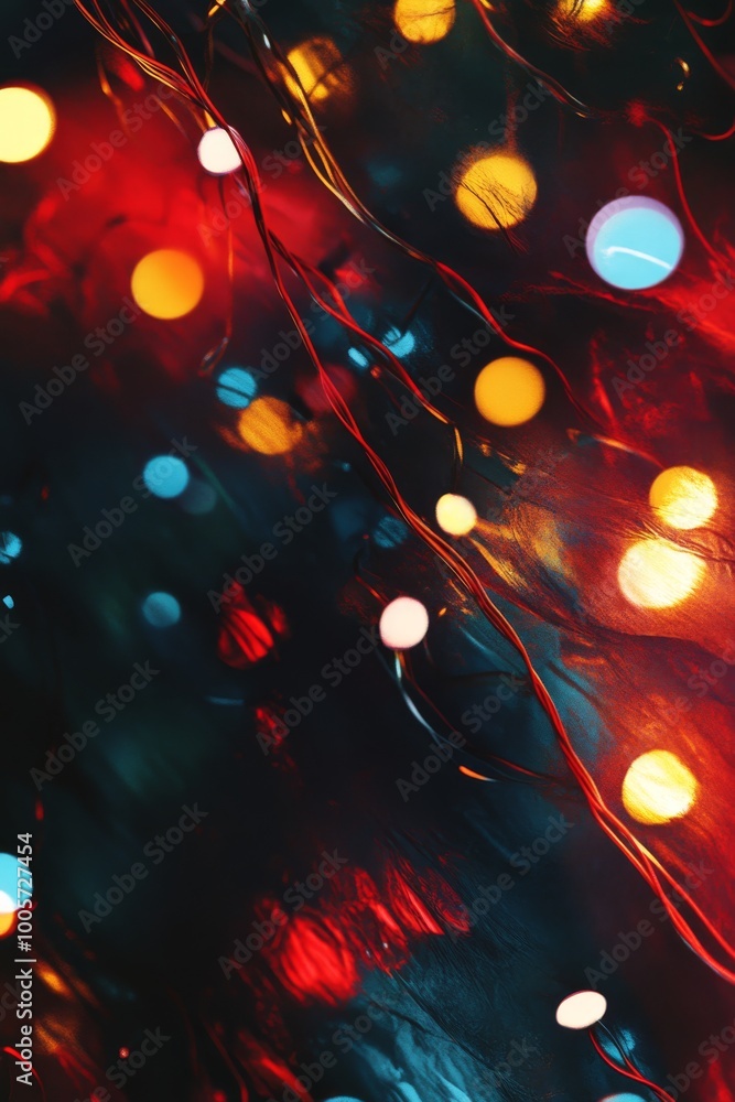 Poster a colorful background with many small lights. the lights are in different colors and sizes
