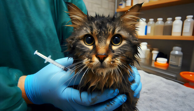 gato enfermo en el veterinario