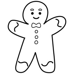 Hand drawn Gingerbread man cookie doodle sketch style outline illustration 