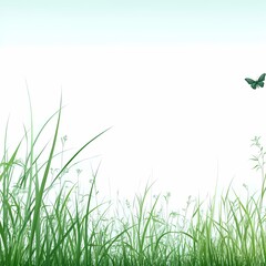 Fototapeta premium Eco-Friendly Icon Featuring Butterfly in Meadow