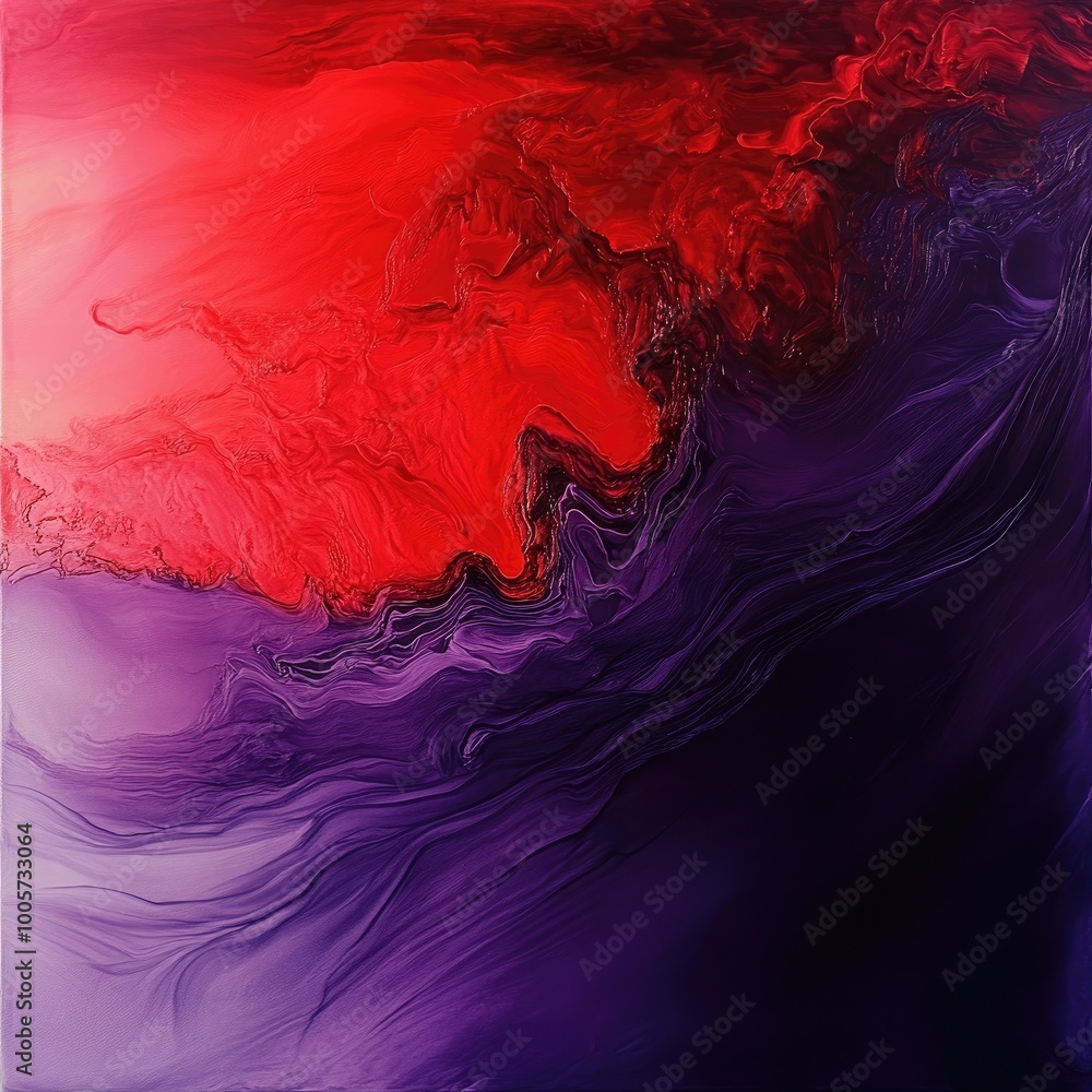 Poster abstract art with vibrant red and purple hues swirling together, creating a dynamic visual experienc