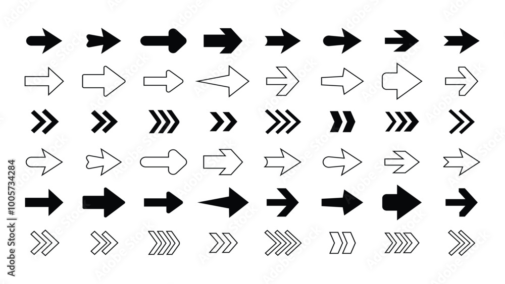Poster arrows set of big black icons. arrow icon. arrow vector collection. arrow. cursor. modern simple arr